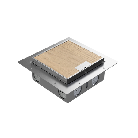 Floorbox do podłogi podniesionej ze stali nierdzewnej na 2 gniazda, parkiet/panele/gres/kamień